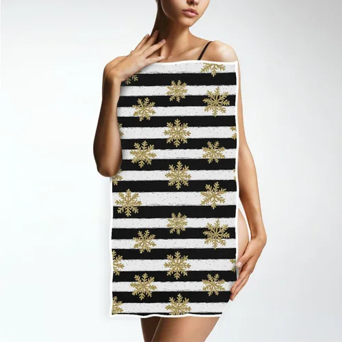 Miniatura 4 de Pfrewn Toallas de mano doradas a rayas negras de 16 x 30 pulgadas, toalla de baño rústica de Navidad, invierno, ultra suave, altamente absorbente