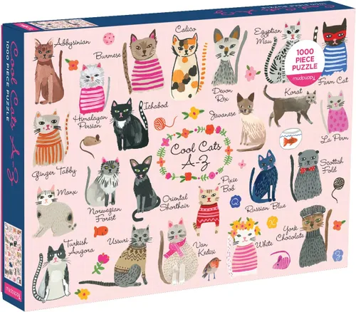 Galison, Puzzle Cool Cats A-Z 1000 Pieza Gatos geniales