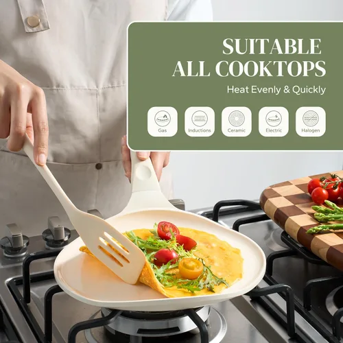 Miniatura 4 de Redchef Sartén antiadherente para crepas, sartén plana de cerámica de 10 pulgadas para Roti Dosa Tawa Comal para tortillas, sartén para panqueques