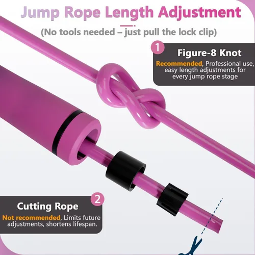 Miniatura 5 de Weighted Jump Rope, 1LB Tangle-Free Ball Bearing Rapid Speed Skipping Rope for Men Women, Adjustable 9mm Cotton & PVC Rope with Alum Handle for Rosa