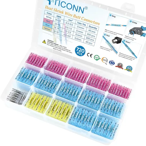 Miniatura 19 de TICONN - Juego de 100 piezas de conectores de alambre termorretráctiles, terminales de alambre eléctrico aislados y resistentes al agua