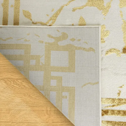 Miniatura 5 de Antep Rugs Babil Gold - Alfombra geométrica de mármol abstracto de 4 x 6 para interiores (beige, 3 pies 11 pulgadas x 5 pies 11 pulgadas)