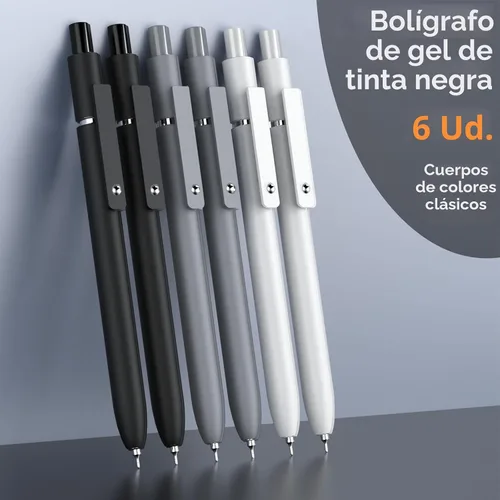 Miniatura 2 de ACEES 6 bolígrafos de tinta de gel negra, punta fina: 1/64 de pulgada, escritura uniforme, rápido secado, para diario, enfermera, oficina, colegio