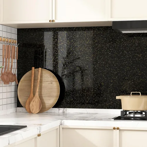 Miniatura 4 de Papel de contacto de mármol de granito negro y dorado, impermeable, para despegar y pegar, aspecto de mármol, 15.7 x 78.8 pulgadas, papel adhesivo
