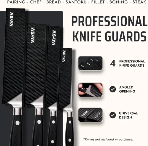 Miniatura 2 de Asaya Protectores profesionales para filos de cuchillos, cubiertas universales de cuchilla, extra resistencia, plástico ABS y forro de fieltro sin