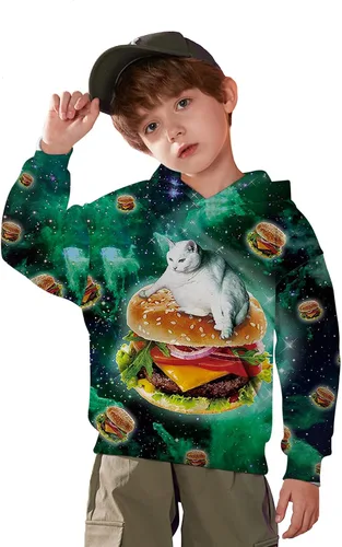 Miniatura 3 de RAISEVERN Sudadera con capucha y bolsillo para niños y niñas de 5 a 16 años