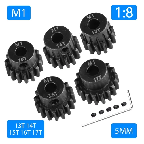Miniatura 2 de AIMROCK Juego de 5 engranajes de piñón de motor Mod 1 RC: piezas de actualización para motor de eje de 1/8 de automóvil RC de 0.197 in