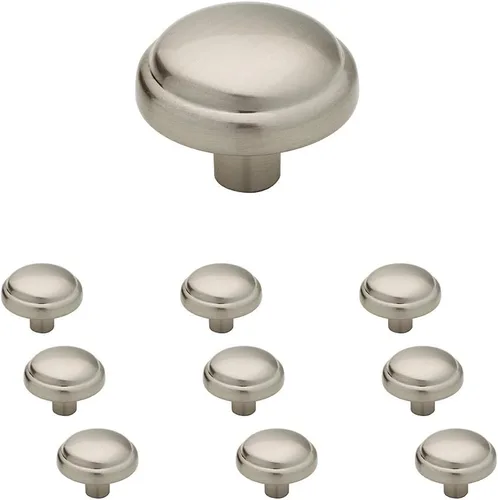 Franklin Brass Paquete de 10 pomos de gabinete de hongos de níquel satinado para cocina, tiradores de cajones, aparadores, puerta de armario de