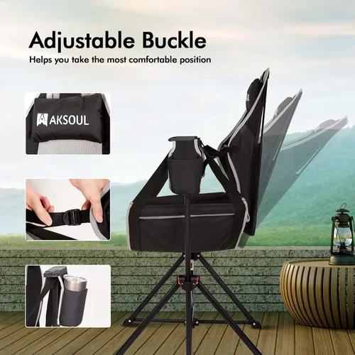 Miniatura 5 de AKSOUL Silla de camping hamaca columpio: sillas plegables y portátiles con bolsa de almacenamiento, capacidad de peso para adultos de 265 libras