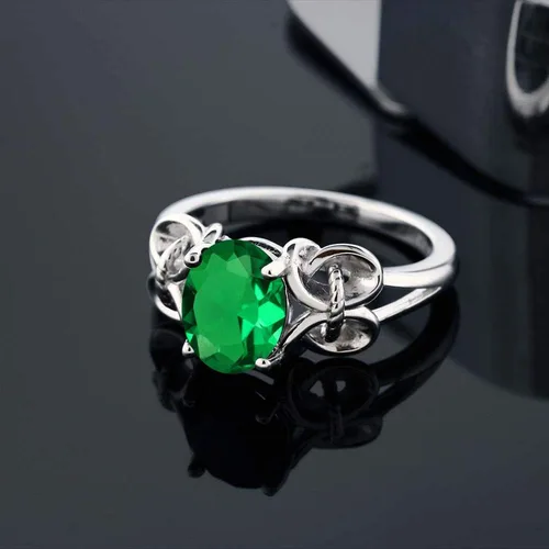 Miniatura 101 de Gem Stone King Anillo de compromiso ovalado con piedra natal para mujer, plata de ley 925, ovalado de 0.354 x 0.276 in, anillo de compromiso