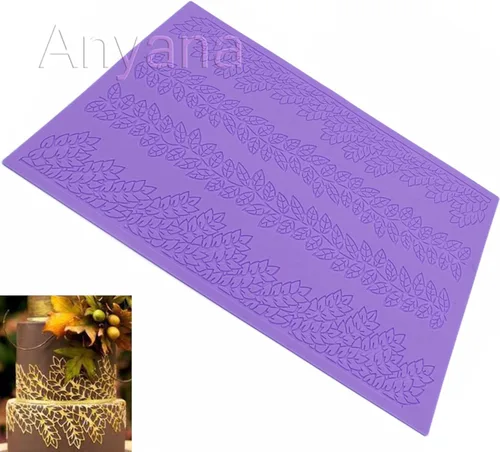 Miniatura 2 de 15 "hojas comestibles de azúcar hojas pastel de encaje silicona estera en relieve textura fondant impresión estera de encaje decoración molde goma
