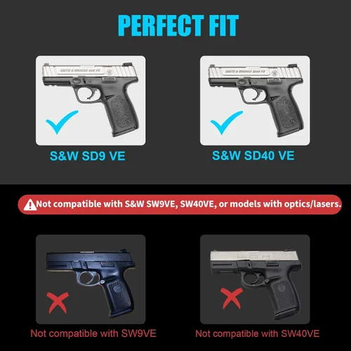 Miniatura 2 de GUN & FLOWER Funda OWB para pistola Smith & Wesson SD9 VE y SD40 VE, funda de paleta de transporte para cintura exterior. Retención de nivel II