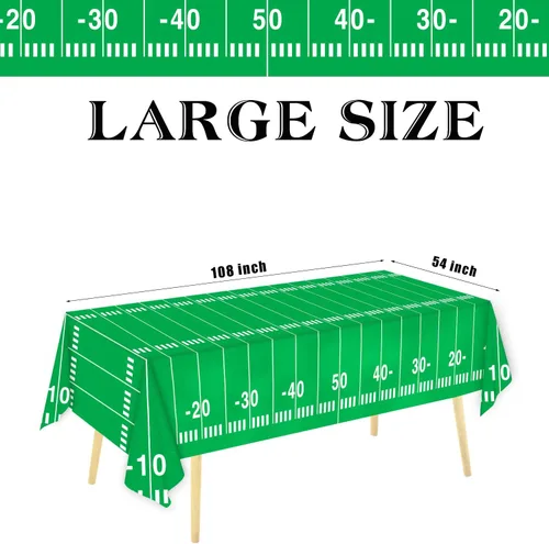 Miniatura 3 de Oigco 3 Paquetes Manteles de Fútbol para Fiesta (54"x 108"), Cubierta de Mesa de Plástico Temática de Fútbol Touchdown para Decoraciones de Fiesta