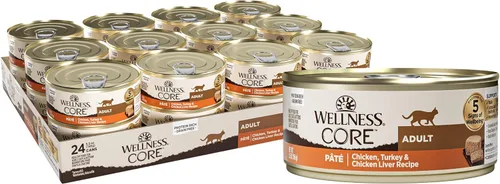 Miniatura 10 de Wellness CORE Pate - Alimento húmedo enlatado para gatos adultos, natural, rico en proteínas, sin granos, receta de pollo y pavo, 3 onzas, paquete