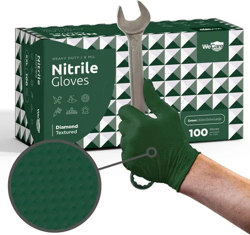 Miniatura 11 de WECARE Guantes de nitrilo de 8 mil, guantes de mecánico resistentes, con agarre de diamante, guantes desechables sin polvo ni látex Naranja