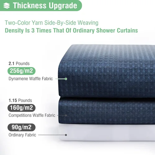Miniatura 2 de Dynamene Cortina de ducha de tela de 36 x 72 pulgadas, cortinas de ducha de tela pesada para baño, juego de cortina de baño de lujo neutra Azul