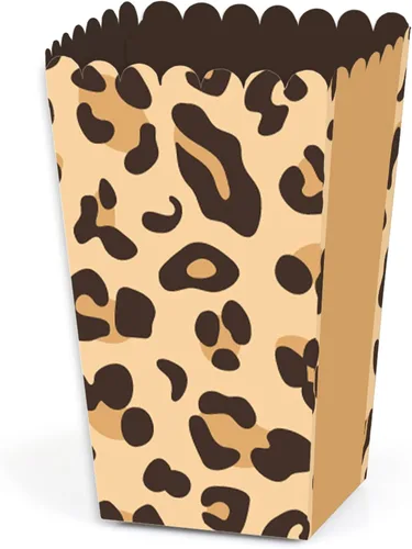 Big Dot of Happiness Cajas de palomitas de maíz con estampado de leopardo - Juego de 12 unidades Impresión de leopardo