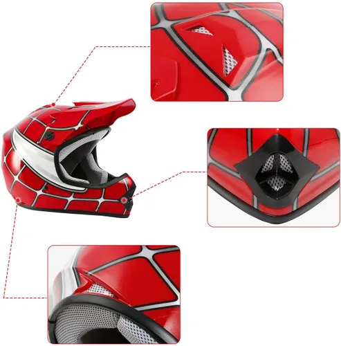 Miniatura 9 de TCT-MOTORPARTS DOT - Casco de motocross para niños y jóvenes, casco de cara completa para motocross, ATV, todoterreno, casco de cuatro ruedas, araña