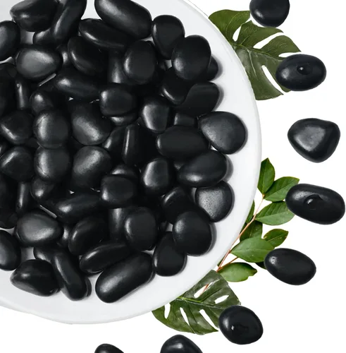 Piedras decorativas Black River Rock, piedras decorativas para plantas de interior, rocas para paisajismo al aire libre, piedras pulidas de 0.3 a