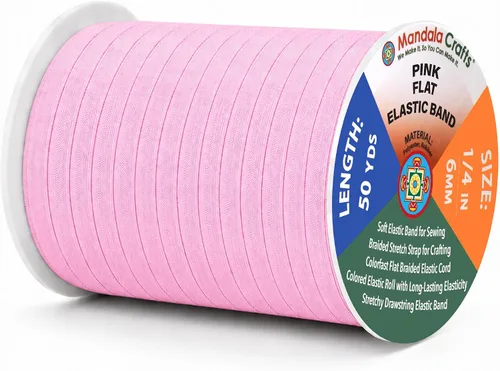 Miniatura 217 de Mandala Crafts - Rollo de cordón elástico plano para costura y manualidades Blanco