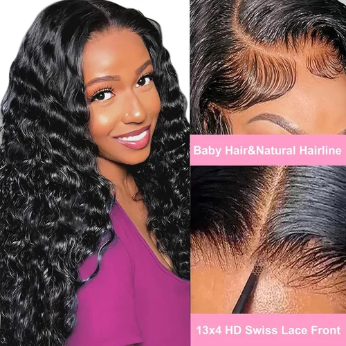 Miniatura 3 de DULOVE Deep Wave Lace Front Wigs Human Hair HD Lace Wig Pre Plucked with Baby Hair Glueless Deep Curly Wig Human Hair for Black Women Natural