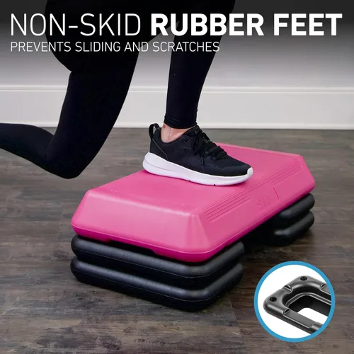Miniatura 5 de Freestyle STEP Plataforma de escalón para ejercicio, Stepper de tamaño circuito para ejercicio en casa Plateado/Negro
