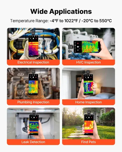Miniatura 3 de VEVOR Cámara de imágenes térmicas para Android, 512 x 384 TISR Super Resolución, cámara térmica infrarroja con frecuencia de actualización de 25 HZ