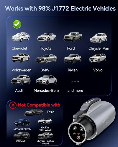 Miniatura 6 de Ecogenix Adaptador de carga Tesla a J1772 (máximo 80 A, 240 V), adaptador NACS a J1772, adaptador J1772 EVs, compatible con conector de pared Tesla
