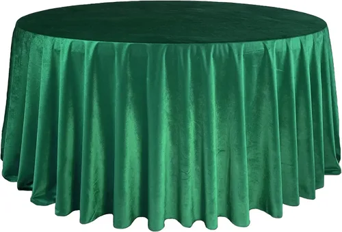 Miniatura 10 de YOUR CHAIR COVERS - Mantel redondo de terciopelo de 132 pulgadas - Mantel de lino azul polvoriento para mesas redondas estándar Azul empolvado