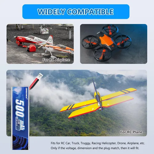Miniatura 6 de 5 unids EMAX Batería 1S 500mAh 3.8V HV Lipo Batería 80C Alta Tasa de Descarga RC Drone Batería con PH2.0 Plug Fit para EMAX Quadcopter y la mayoría