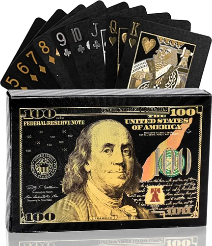 Miniatura 9 de Magic Kiss Cartas de póquer de papel de aluminio impermeables, baraja de naipes de plástico para regalo (3 barajas (oro + oro rosa + negro))
