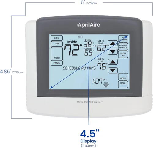 Miniatura 8 de AprilAire 8910W Termostato programable Wi-Fi de pantalla táctil con control IAQ; compatible con Amazon Alexa y Google Assistant