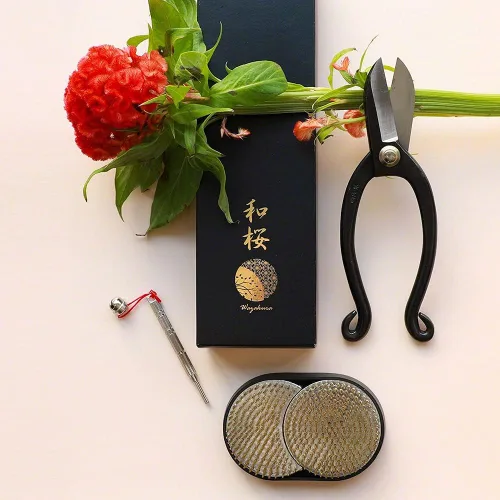 Miniatura 9 de Wazakura Made in Japan Ikebana for Beginners Tool Kit, Ikenobo Scissors, Sun and Moon Kenzan Holder, Cleaner, Flower Arrangement Set, Florist Shears