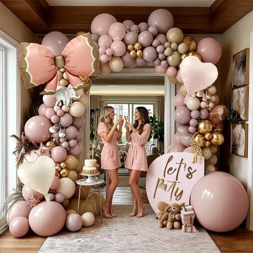 Miniatura 5 de Dusty Pink Beige Balloon Arch Kit Double Stuffed Blush Cream Gold Latex Balloons Pink Brown Neutral Tan Balloon Garland Perfect for Boho Baby Shower