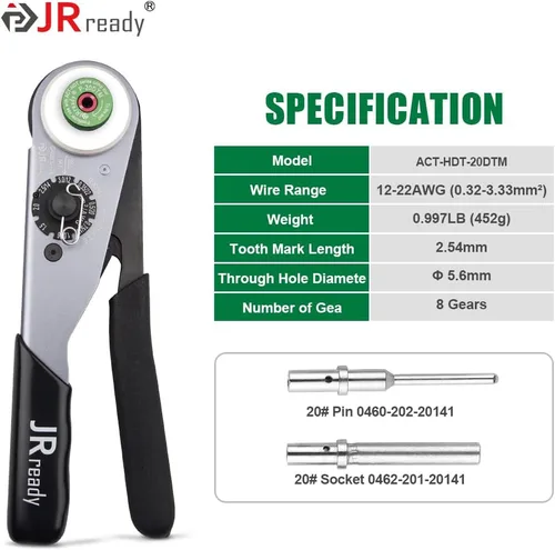 Miniatura 4 de JRready ST6360 Kit de conectores Deutsch, conector DTM 2 3 4 6 8 12 pines, herramienta de engarce Deutsch, contactos sólidos 20-22 AWG, 10 piezas