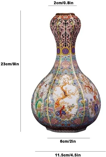 Miniatura 6 de Jarrón de cerámica chino, arte hecho a mano antiguo oriental tradicional porcelana florero de botella de porcelana decoración del hogar, decoración