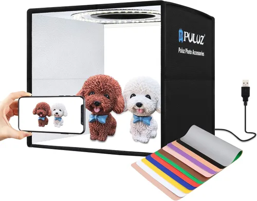Miniatura 11 de Caja de luz, PULUZ 11.8"/30cm Caja de luz para estudio fotográfico, caja de luz portátil con brillo ajustable, caja de luz profesional plegable