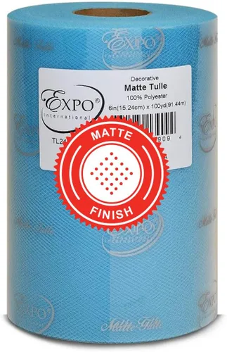 Miniatura 12 de Expo International Tul mate decorativo, rollo/carrete de 6 x 100 yardas, tela de tul de poliéster ligera para tutús, disfraces y decoraciones