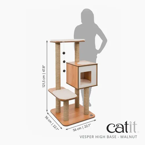 Miniatura 6 de Árbol para gatos Vesper, base alta, nogal, 52045