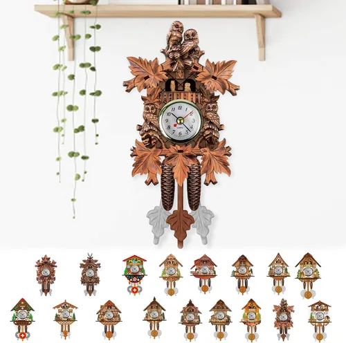Miniatura 2 de LAPUTA Reloj de pared de madera preciso reloj colgante de madera estilo nórdico antiguo adornos decorativos para sala de estar 10