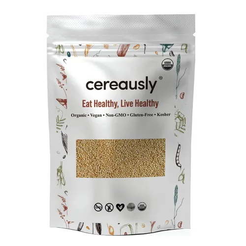 CEREAUSLY Quinoa blanca orgánica – Quinoa real premium de Bolivia – Quinoa Kosher y sin OMG – Quinoa vegana y con cuota de gluten – 4 libras