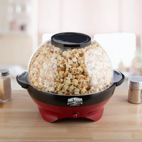Miniatura 8 de Máquina eléctrica de palomitas de maíz de 800 W, capacidad de 6 cuartos de galón, agitador integrado y cuenco para servir (rojo)