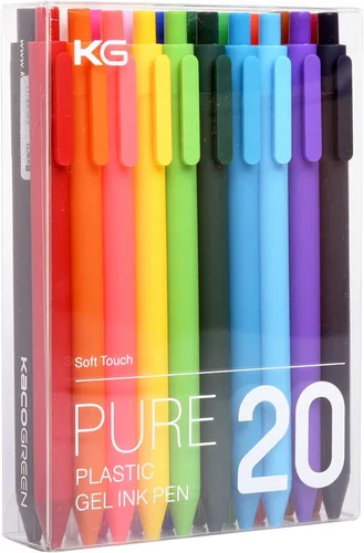 Miniatura 10 de Kaco PURE - Bolígrafos de gel de colores surtidos, 20 piezas, 0.7 mm, punta media, bonitos artículos de papelería estéticos para tomar notas y hacer