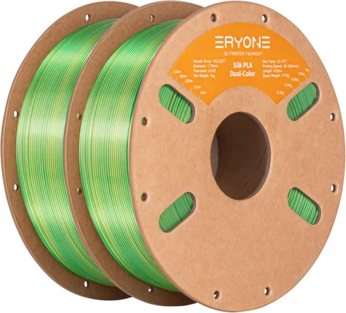 Miniatura 31 de ERYONE Filamento de ácido poliláctico (PLA) de seda bicolor para impresora 3D, de 1.75 mm +/- 0.03 mm, carrete de cartón de 1 kg (2.2 libras)