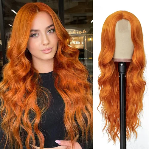 Miniatura 10 de NAYOO Peluca negra ondulada de 26 pulgadas de largo para mujer, peluca sintética de aspecto natural, fibra resistente al calor, suave y ligera, Negro