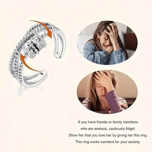 Miniatura 3 de Long tiantian Regalos de mamá para hija Anillo giratorio ajustable de ansiedad para mujeres Regalos del día de la madre para hija, ajustable, Metal