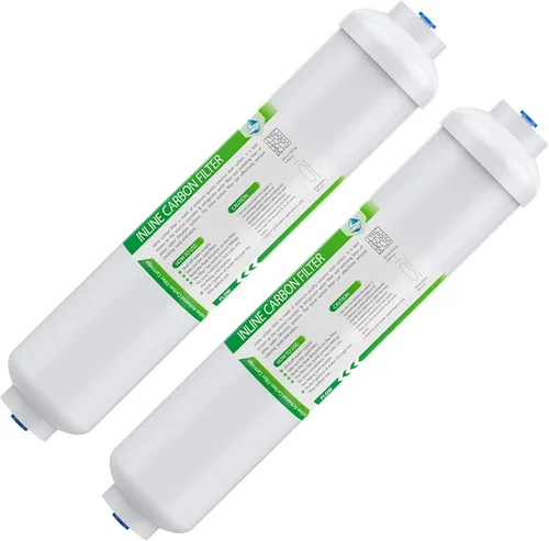 Filtro de agua en línea Membrane Solutions T33, paquete de 2 cartuchos de repuesto de 0,6 cm de conexión rápida para refrigerador y máquina de