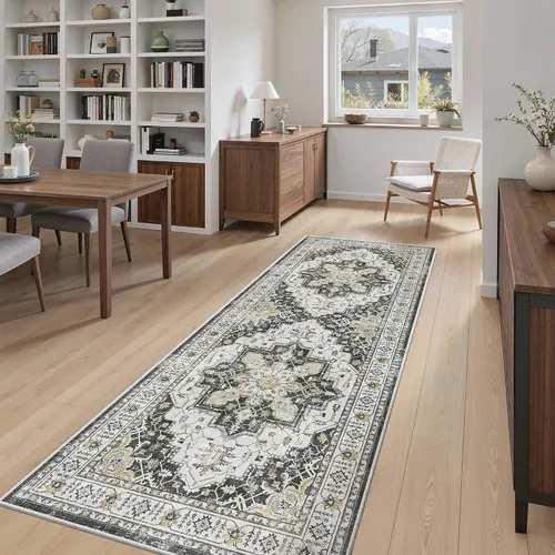 Miniatura 881 de Madane Tapete lavable de 2 x 10 pies para pasillo, cocina, recibidor, clásico, suave, antideslizante para interiores, casa de campo, baño, sala