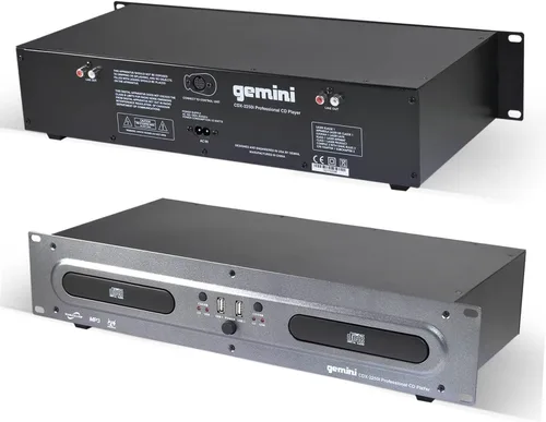 Miniatura 2 de Reproductor de medios CD/USB dual para DJ Gemini – Reproductor de CD de montaje en rack de 2 bandejas con Jog Wheels, reproducción de MP3