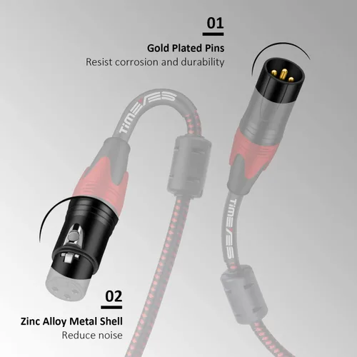 Miniatura 2 de XLR Patch Audio Cable - Cable de micrófono XLR macho a hembra - Cable de serpiente equilibrado - Cable de altavoz de 3 pulgadas